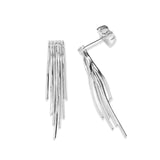 Tassel Earrings with CZ Accent, Silver Tone, by Tai Design