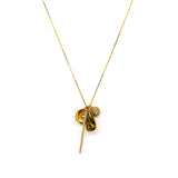 CZ and Colored Glass Multi Charm Necklace, Gold Tone, by Tai Design