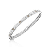 Scattered Diamond Matte Bangle, 14K White Gold