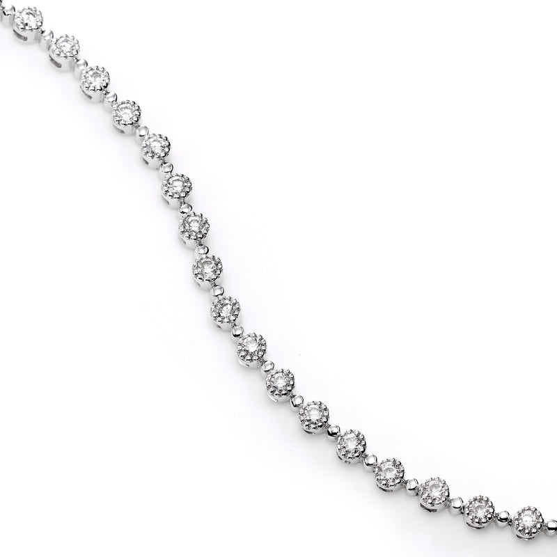 Single Row Framed Diamond Bracelet, 14K White Gold