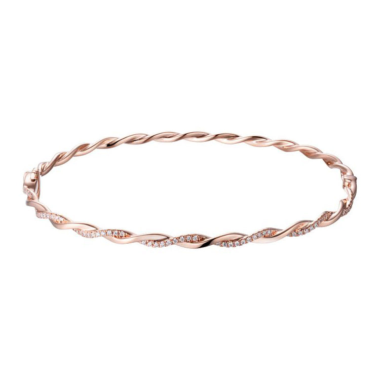 Graceful Diamond Twist Bangle Bracelet, 14K Rose Gold