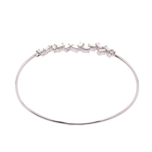 Baguette Diamond Bangle Bracelet, 14K White Gold