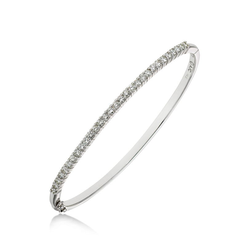 Diamond Bangle Bracelet, 1.31 Carats, 14K White Gold
