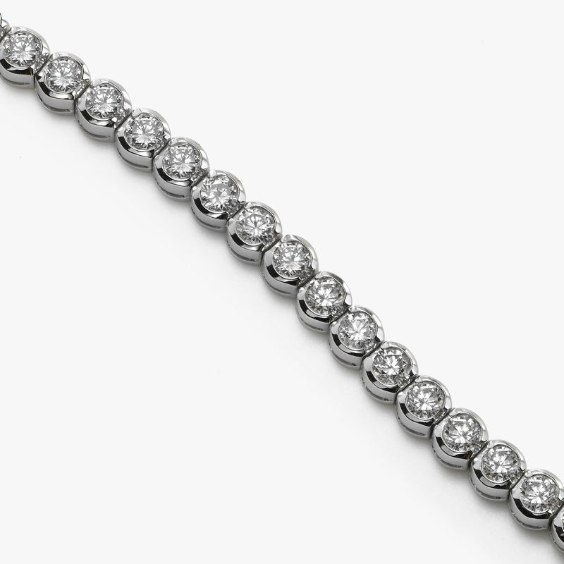 Semi-Bezel Style Diamond Tennis Bracelet, 3 Carats, 14K White Gold