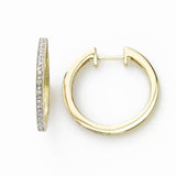 Yellow Gold Single Row Diamond Hoop, 14K Yellow Gold