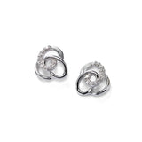 Triple Interlocking Circles Earrings, 14K White Gold
