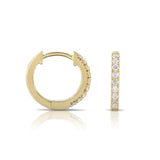 Single Row Diamond Hoop Earrings, 14K Yellow Gold