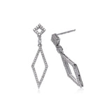 Geometric Shape Diamond Dangle Earrings, 14K White Gold