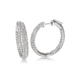 Inside Out Pavé Diamond Hoops, 1 Inch, 14K White Gold