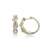 Criss Crossing Diamond Hoop Earrings, 14K Yellow Gold