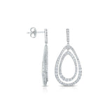 Nested Pear Shaped Diamond Dangle Earrings, 14K White Gold