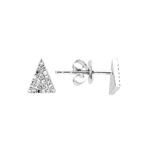 Triangle Shaped Pavé Diamond Earrings, 14K White Gold