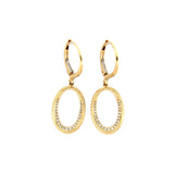 Satin Finish Pavé Diamond Dangle Earrings, 14K Yellow Gold