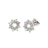 Baguette Diamond Earrings, 14K White Gold