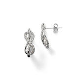 Elongated Knot Diamond Earrings, 14K White Gold