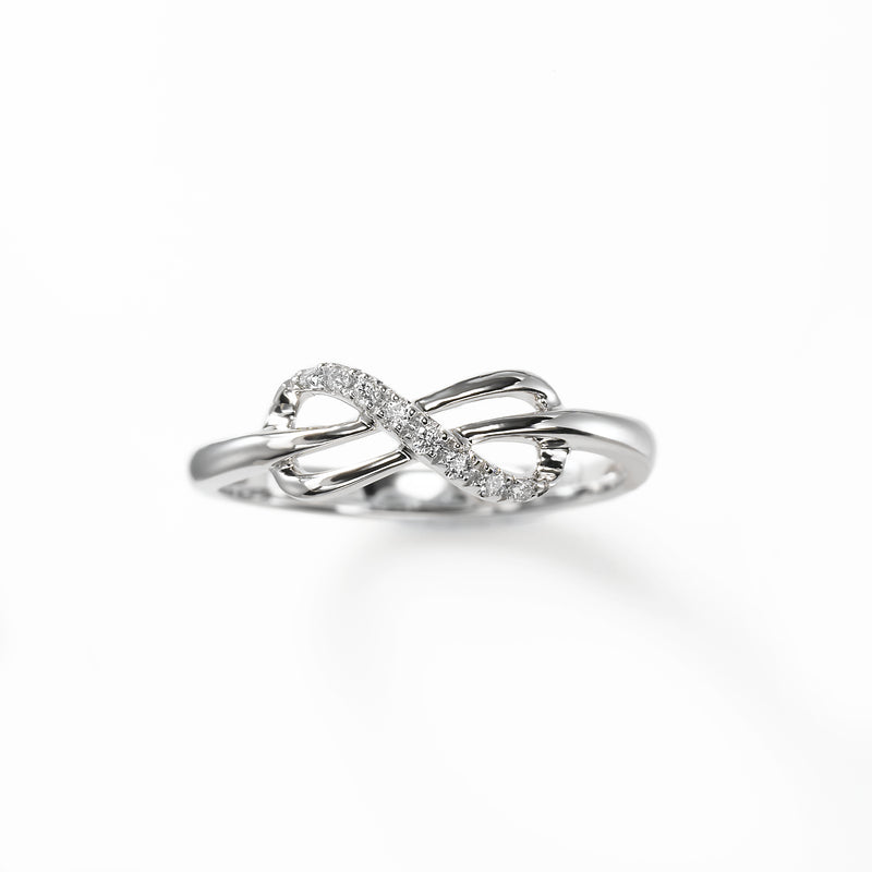 Diamond Knot Design Ring, 14K White Gold