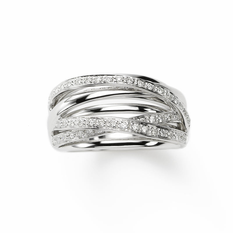 Diamond Criss Cross Band, Size 8, 14K White Gold