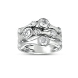 Organic Three Strand Diamond Ring, 14K White Gold
