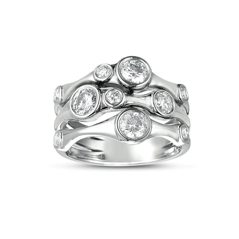 Organic Three Strand Diamond Ring, 14K White Gold