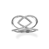 Open Interlocking Diamond Ring, 14K White Gold