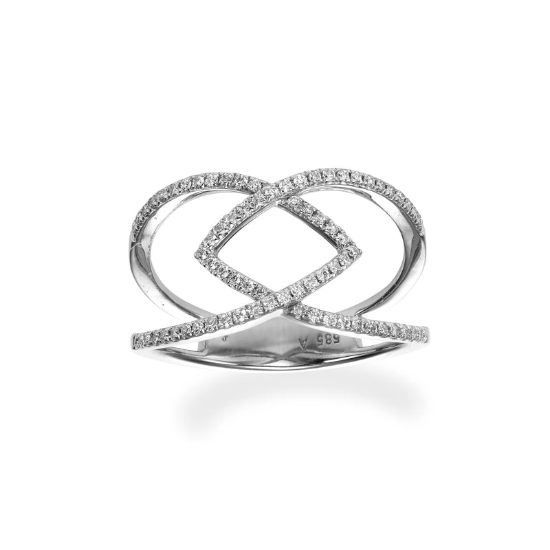 Open Interlocking Diamond Ring, 14K White Gold