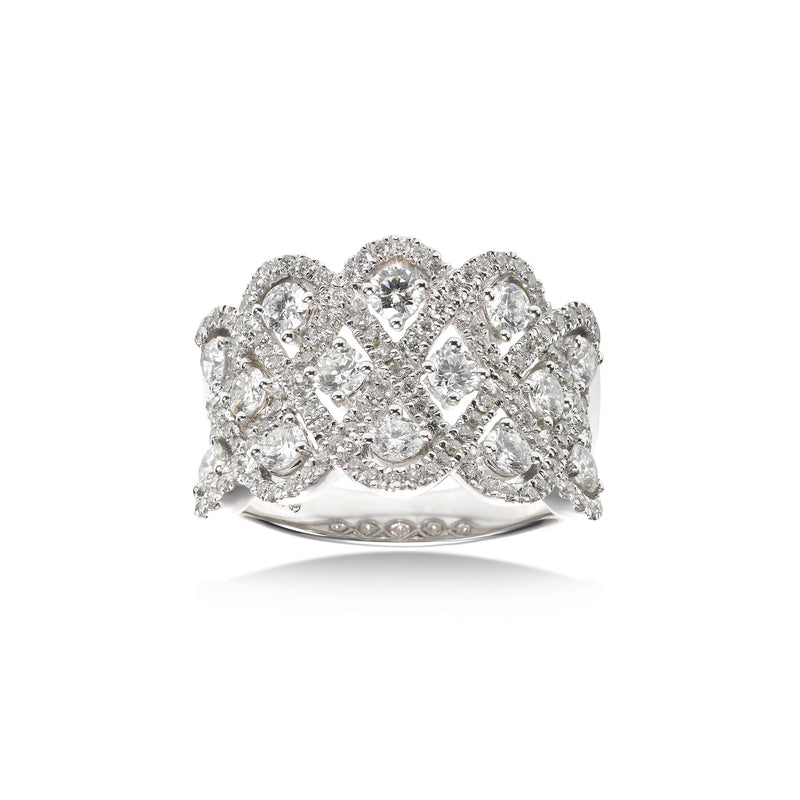 Pavé Diamond Openwork Ring, 18K White Gold