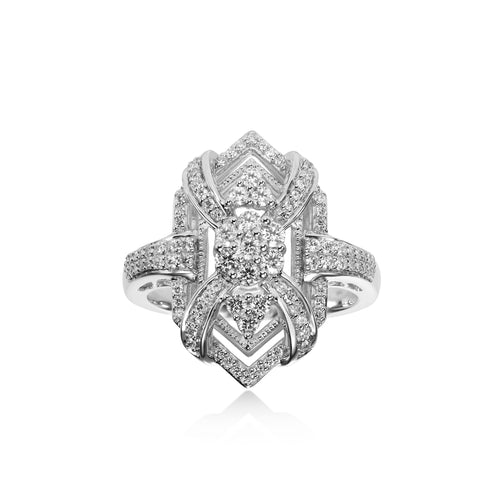 Vintage Style Diamond Ring, 14K White Gold