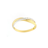 Two Tone Crossover Diamond Ring, 18 Karat Gold