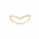 V Shaped Single Row Diamond Band, 14K Yellow Gold
