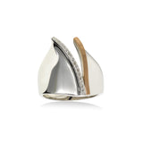 High Polish Modern Diamond Ring, 14 Karat Gold