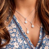 Pear Shape Diamond Pendant with Halo, 18K White Gold