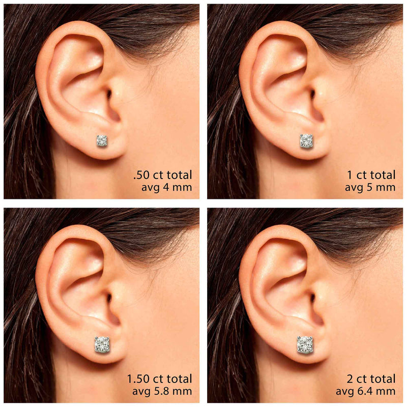 Diamond Stud Earrings, 1.33 Carats total, H/I-SI1/SI2, 14K White Gold