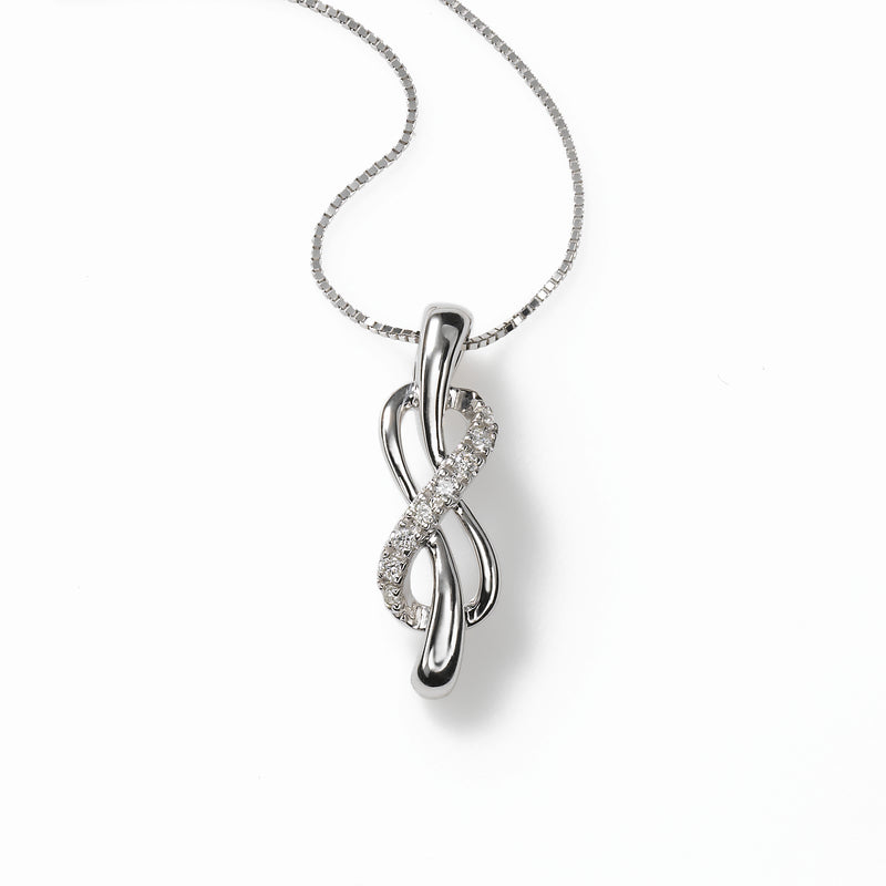Diamond Swirl Pendant Necklace, 14K White Gold