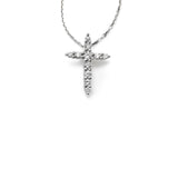 Tiny Diamond Cross, 14 Karat White Gold
