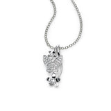 Diamond Butterfly and Flower Pendant, 14K White Gold
