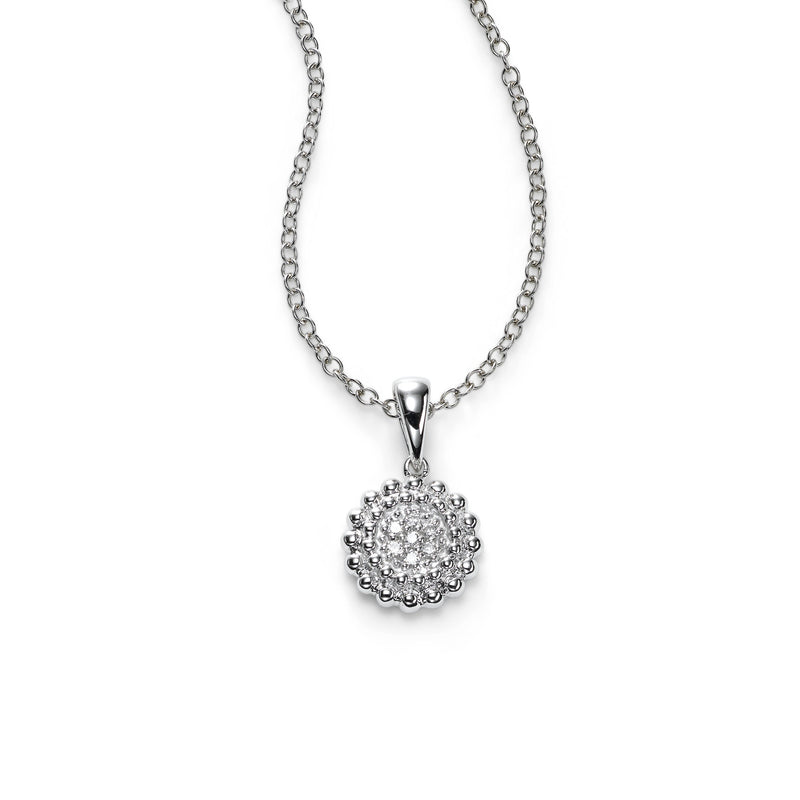 Pavé Diamond Disc Pendant, 14K White Gold