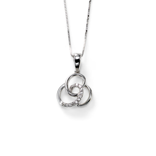Triple Interlocking Circles Pendant, 14K White Gold