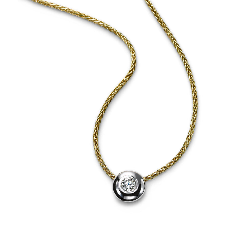 Single Diamond Pendant, Bezel Set, 14 Karat Gold