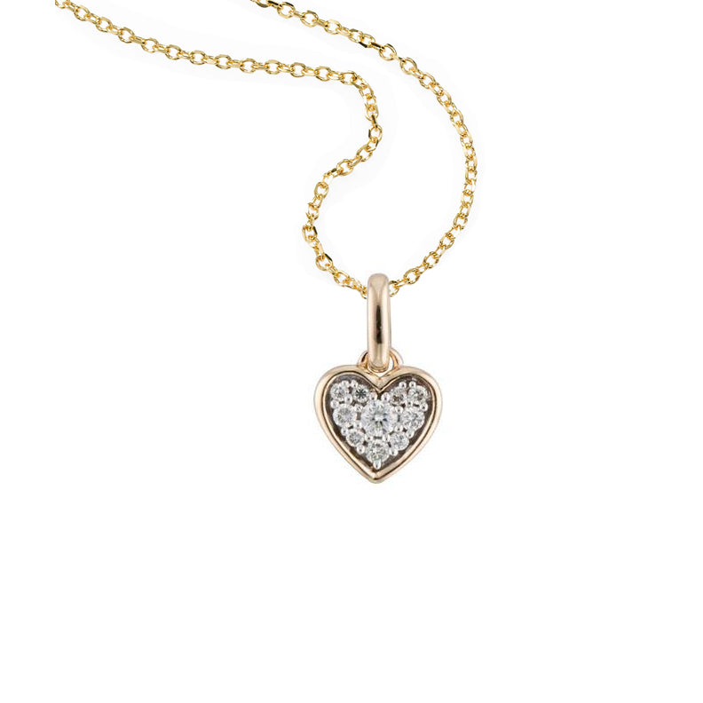 Petite Pavé Diamond Heart Pendant, 14K Yellow Gold Diamond