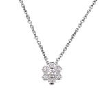 Petite Diamond Flower Pendant, 14K White Gold