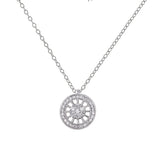 Diamond Circular Pendant, 14K White Gold