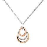 Tricolor Pear Shaped Diamond Pendant, 14 Karat Gold