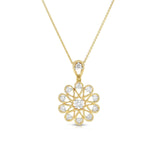 Sunburst Design Diamond Pendant, 14K Yellow Gold