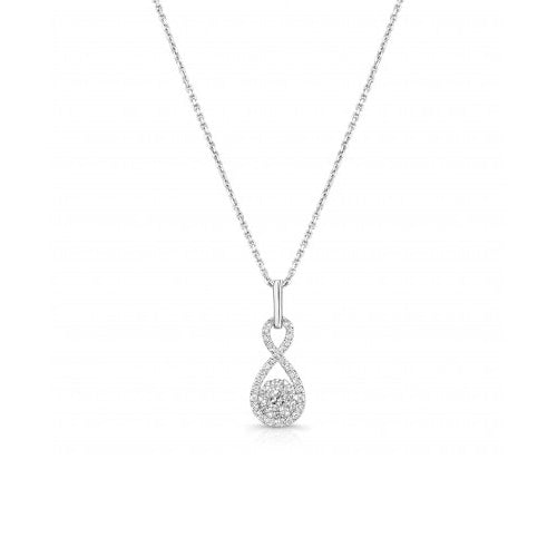 Framed Diamond Cluster Pendant, .25 Carat, 14K White Gold