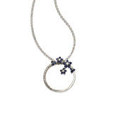 Sapphire Flowers and Diamond Pendant, 14K White Gold
