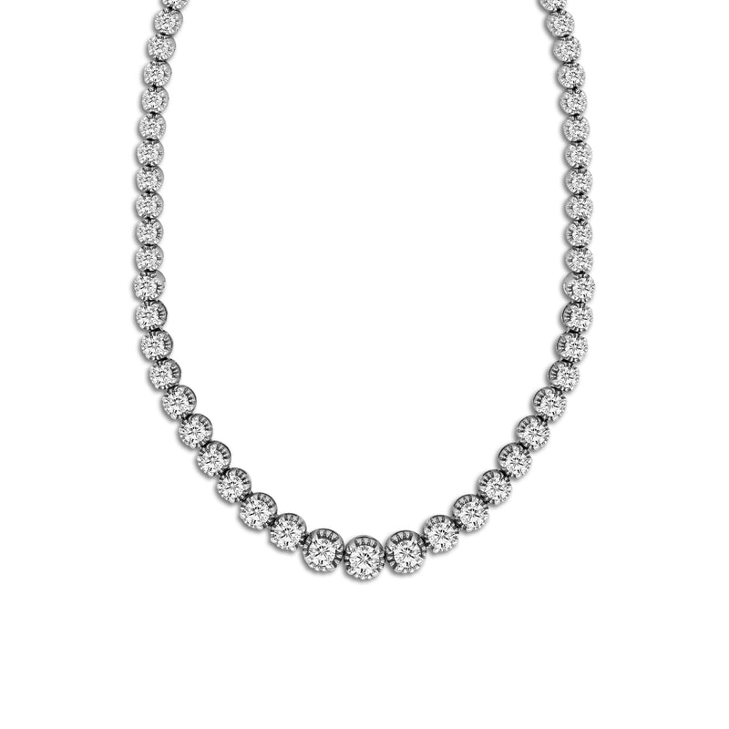 Graduated Diamond Eternity Necklace, 6 Carats, 14K White Gold