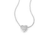 Small Pavé Diamond Heart Necklace, 14K White Gold