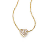 Small Pavé Diamond Heart Necklace, 14K Yellow Gold