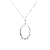 Satin Finish Oval Pavé Diamond Pendant, 14K White Gold