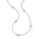 Bezel Set Diamond Station Necklace, .78 Carat Total, 18 Inches, 14K White Gold